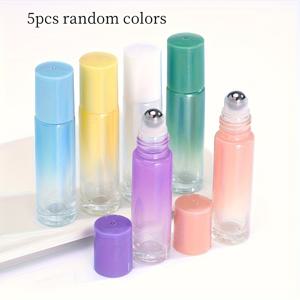 TEMU 5개 그라데이션 컬러 유리 향수 롤온 병 세트, 빈 향수 샘플 디스펜서 병, 그라데이션 에센셜 오일 롤온 병, 다기능 빈 화장품 액체 애플리케이터, 필수 여행용 디스펜서.