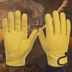 TEMU 남성용 사계절 내구성 방풍 가죽 장갑 - 하이킹, 낚시, 캠핑 & 스포츠용 다용도 | 두꺼운 소재 | 아웃도어 레저 필수품 | 양피 여밈 | 다재다능한 디자인