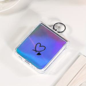 TEMU 휴대폰 케이스 - 힌지 보호 레이저 카드 종이 전기 도금 링 홀더 충격 방지 및 낙하 방지 풀 랩 폴딩 폰 케이스, 갤럭시 Z 플립3 5G, 갤럭시 Z 플립4 5G, 갤럭시 Z 플립5 5G, 갤럭시 Z 플립6 5G 호환