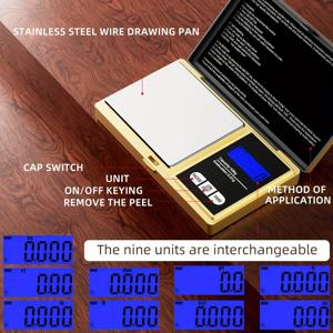 TEMU 디지털 포켓 저울 500G/0.01G, LCD 디스플레이 지원, 동전, 보석, 보석, 금속, 주방 용품, 음식, 약품의 무게 측정을 위한 그램, 온스, 카라트, 그레인 단위 지원 – 골드 색상 (배터리 미포함)