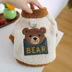 TEMU 1개 플러시 코트, 플러시 외부 & 스냅 버튼 - 겨울철 따뜻함을 위한 소형견용, 귀여운 곰 얼굴 & 발자국 디자인, 치와와, 포메라니안, 시츄를 위한 포근한 애완동물 스웨터 - 쉽게 입고 벗기, 내구성 있는 부드러운 원단, 추운 날씨 & 포토 촬영에 이상적, 사랑스러운 만화 곰 자수, 소형견을 위한 두꺼운 재킷, 겨울 외출에 완벽