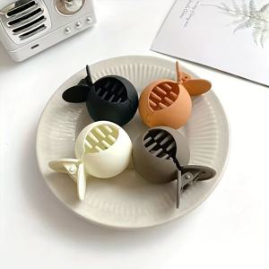 TEMU 4개 세트 매트 프로스티드 라운드 포니테일 헤어 클립, 미끄럼 방지 플라스틱 내구성 여성용 긴 머리 - 빈티지 블랙, 화이트, 카키 & 브라운 스타일리시 데일리 액세서리