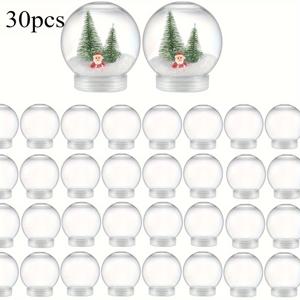 TEMU 30개 DIY 스노우 글로브 키트 - 투명 플라스틱 워터볼 및 분리형 뚜껑, 클래식 공예 및 장식, 전기 불필요한 겨울 원더랜드 파티 & 홈 데코, 편안한 그립 디자인