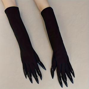 TEMU 섹시한 블랙 레이스 장갑 (긴 네일) - 투명, 통기성, 높은 탄성, 남녀 공용 심리스 스타킹, 세탁기 사용 가능, 애니메이션 테마 디자인, 애니메이션 장갑 | 레이스 장갑 | 탄성 장갑, 할로윈 코스프레에 적합