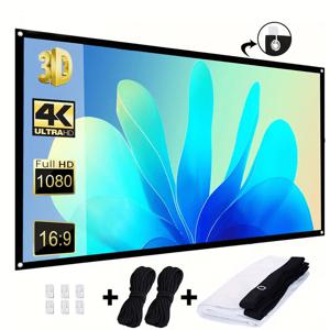 TEMU 100인치 HD 휴대용 프로젝션 스크린 - 홈시어터 & 야외 영화용, 접이식 주름 방지 매달린 프로젝터 스크린, 프로젝터 호환 (전자 제품 미포함)