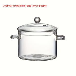 TEMU 뚜껑이 있는 1500ml/50.7oz 내열 투명 두꺼운 유리 찜기 1개. 이 대용량 내구성 이중귀 국물 냄비는 다양한 요리 요구에 적합하며 다용도 조리 기구 및 면 요리기에 적합합니다.