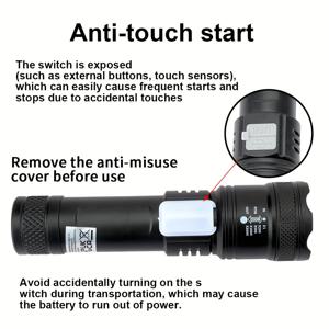 TEMU 1개 고휘도 USB 충전식 손전등 비상등, 다기능 저전력 서치라이트, 시설 안전 제품 휴대용 보조배터리, 3가지 모드, 배터리 충전, 초고휘도 손전등, 비상 걸이형 조명