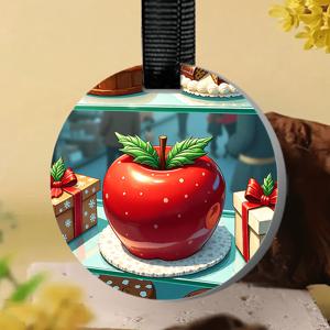 TEMU 2.7인치 & 딸기 향 공기청정제 - 광택 있는 캔디 같은 장식품, 녹색 잎 토퍼 & 리본 보우, 내구성 있는 스톤 소재로 차량, 집, 거울, 옷장용 - 생일, 크리스마스, 집들이를 위한 달콤한 향기 선물 - 2-in-1 공기청정제 & 장식 액센트 (사과 모양 장식과 호환 가능)