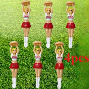 TEMU 4개 골프 티 네일/히트 스틱 - 캐디 테마 디자인의 흰색 & 빨간색 플라스틱 마커, 내구성 있는 안정적인 코스 티 페그, 골프 연습, 토너먼트 및 캐주얼 플레이용 - 골프 애호가를 위한 이상적인 골프 제품|골프티