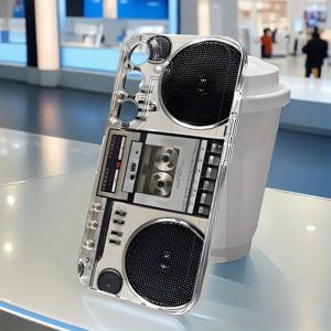 TEMU 빈티지 스테레오 시스템 디자인 투명 폰 케이스, TPU 소재, 삼성 갤럭시 S25/S24/S23/S22/S21 울트라, 플러스, FE 및 A10/A12/A13/A14/A15/A16/A20/A22/A23/A24/A25/A30/A33/A34/A35/A52/A53/A50/A54/A72/A73/M10S 호환, 이상적인 선물