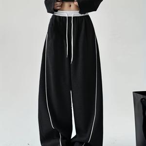 TEMU 여성용 캐주얼 조거 팬츠 - 라이트 그레이 레귤러 핏, 신축성 드로스트링 허리 밴드, 세탁기 사용 가능, 사계절 편안한 착용감, 미니멀 디자인, 소프트 원단, 루즈핏 러닝팬츠|스포츠|냉장고바지|바지