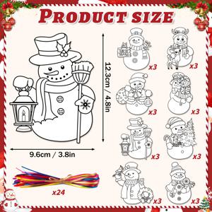 TEMU 24/48개 AHABFUN 성인용 크리스마스 눈사람 컬러링 키트 - DIY 번호와 8 스타일 사전 절단 눈사람 피규어, 크리스마스 파티 장식용 겨울 장식품, 성인 및 가족을 위한 휴일 프로젝트 (화학 물질 없음)