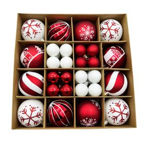 TEMU 44개 크리스마스 공 흰색 및 빨간색 크리스마스 장식 세트 (정원 뒤뜰 휴일 결혼식 파티 장식용), 2.36인치 대형 12개 및 1.18인치 미니 크리스마스 장식 장식 공 대량