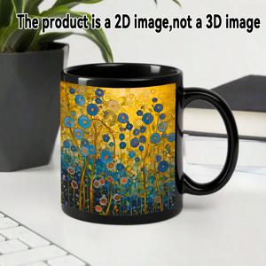 TEMU 1개 팝피 플라워 머그컵 - 우아한 팝피 디자인, 내구성 강한 블랙 세라믹 커피컵, 핫/콜드 음료용 (차, 주스, 우유, 커피) - 생일 & 기념일 선물로 이상적, 내구성 좋은 세라믹 컵, 사무실 사용에 적합