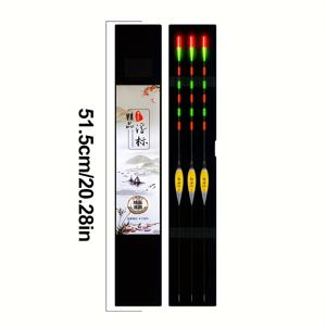 TEMU 3개입 야광 전자 낚시 부력 장치 + 보관함 세트, 고감도 밤낚시용 부력 - 두꺼운 꼬리 디자인으로 물고기 유인. 잉어, 붕어, 송어, 농어, 바다/야생 낚시에 적합 (배터리 미포함)