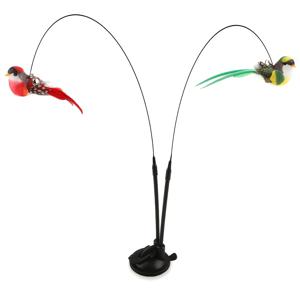 TEMU 1개 고양이 장난감, 모조 새와 벨, 긴 이중 막대 디자인, 강력한 흡착컵, 인공 깃털, 나일론 깃털, 새끼 고양이의 사냥 및 운동에 적합