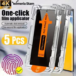 TEMU 5개입 고화질 화면 보호 필름, 지문 인식 지원, 삼성 갤럭시 S21, S22, S23, S24, S25 울트라, S20 FE, S25 플러스 호환, 삼성 A56, A52, A53, A54, A55에도 적합, 강화 유리 F 재질