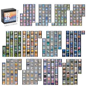 TEMU 1롤 2026 와시 테이프 캘린더 - 빈티지 필름 디자인, 365일 월별 탭 포함 | 접착식 페이지--스크랩북, 저널링, DIY 오피스 & 홈 오거나이제이션용 데일리 플래너 | 장식용 데일리 플래너 액세서리