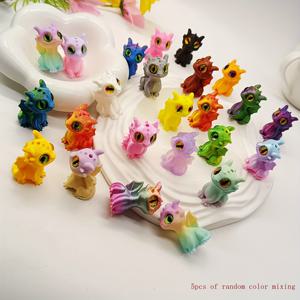 TEMU 손으로 짠 나일론 드래곤 구슬 5개 - 멀티컬러 그라데이션 귀여운 날아가는 드래곤 시시/오히나타 참 장식, 수직 구멍 DIY, 키체인, 폰 체인, 헤어 액세서리용 (할로윈 & 크리스마스 선물용 한국식 비딩)