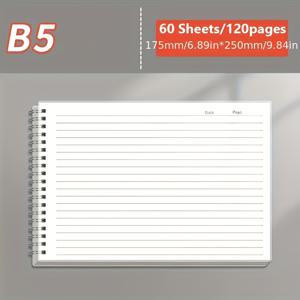 TEMU 60장 수평 코일 제본 PP B5 줄무늬 노트북, 두꺼운 투명 티어오프 페이지, 인용구 메모장