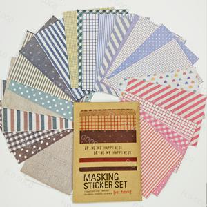 TEMU 플래너 장식을 위한 3가지 스타일의 물방울, 격자, 스트라이프가 특징인 독특한 27개 스티커 메모 세트 (와시 테이프 및 콜라주 재료 포함)|편지지