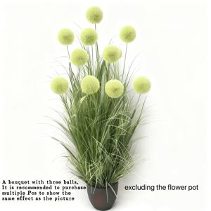 TEMU 6개 인조 잔디 & 2개 그린 플라워 인조 잔디 부케 - 리얼리스틱 줄기 포함 - 저유지보수 - 실내/실외 장식, 웨딩, 정원, 발코니용 날씨에 강한 플라스틱 잔디 & 꽃 - 사계절 장식, 이상적인 선물