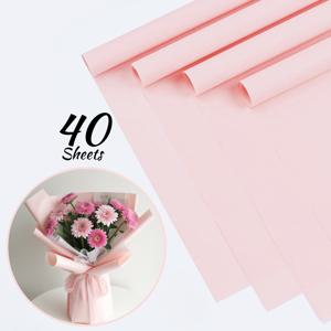 TEMU 핑크 꽃무늬 포장지 40매, 방수, 플라스틱 재질, 약 22*22인치, 얇은 종이, 한국 스타일 꽃무늬 포장지, 어버이날, 아버지의 날, 발렌타인데이와 같은 특별한 날 선물 포장에 적합