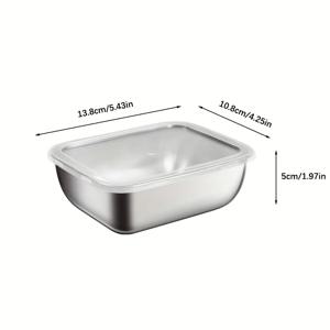 TEMU 스테인리스 스틸 식품 보관 용기 5개 세트 - 플립탑 뚜껑, 냉동고 및 냉장고 사용 가능, 밀폐 기능, 견고한 직사각형 용기, 팬트리, 캠핑, 식사 준비에 적합 - 주방 정리용기 (전자레인지 사용 불가/식품 접촉 안전)