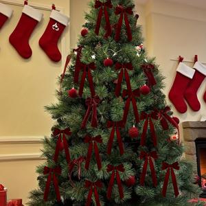 TEMU 10개 레드 크리스마스 리본 - 벨벳 장식용 리본, , 선물 포장, DIY 공예, 화환 및 트리 장식에 적합, 발렌타인데이, 크리스마스, 추수감사절, 할로윈을 위한 럭셔리 스타일, 텍스처 공예 재료|DIY