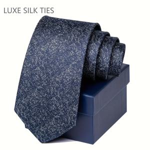 TEMU 100% 멀베리 실크 넥타이 남성용 선물 세트, 블루-그레이 혼합, 별이 빛나는 하늘 패턴, 8cm 우아한 직조, 드라이 크리닝만 가능, 발렌타인데이, 부활절, 아버지의 날 등을 위한 스타일리시하고 고급스러운 선물