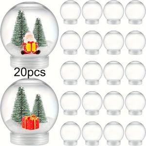 TEMU 10/20개 투명 플라스틱 눈 구슬 - 채우기 가능한 DIY 겨울 크리스마스 장식, 구형 캡슐, 나사식 뚜껑 및 내부 플러그 포함, 수제 눈 장식, 미니어처 나무, 피규어용 - 파티 장식, 테이블 센터피스