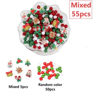 TEMU 55개 크리스마스 요소 비즈 및 컬러 원형 주얼리 제작 키트 | , 크리스마스 트리, 벨, 징글버그맨, 사슴, 눈사람, 사탕 캔, 홀리 잎, 단색 비즈의 랜덤 혼합 포함 | 팔찌 제작에 적합