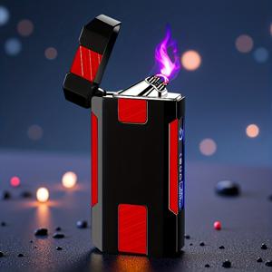 TEMU USB 충전식 방풍 전자 라이터 - 터치스크린 & 번개 라이트닝 UI - 휴대용 플레임리스 플라즈마 라이터, 야외 하이킹, 캠핑용, 고급 선물 (USB 충전, 방풍 점화)