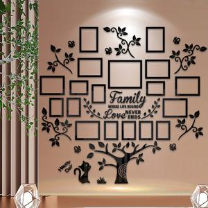 TEMU 18개 프레임/세트 - (생명의 나무) 고양이와 해골 포함, 색상: 블랙, 골드, 실버, 글자, 큰 나무, 잎사귀 벽 스티커 세트 - 사이즈: 65.35*66.93In, 아크릴 