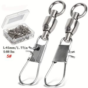 TEMU 20개 스테인리스 스틸 낚시 스위블, 인터로킹 스냅, 볼 베어링 낚시 스위블, 낚시 스냅 스위블, 해수 및 담수 낚시 장비, 루어 클립, 라인 커넥터