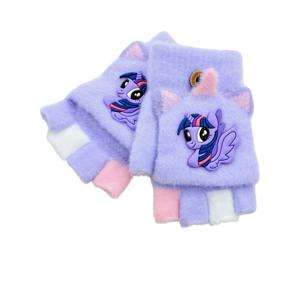 TEMU 공식 라이선스 & 포니 테마 겨울 장갑 - 핑키 파이, 대시, 플러터샤이, 애플잭 & 레어티 캐릭터 디자인, 따뜻한 플립탑 반장갑 방한 장갑 (세탁기 사용 가능)