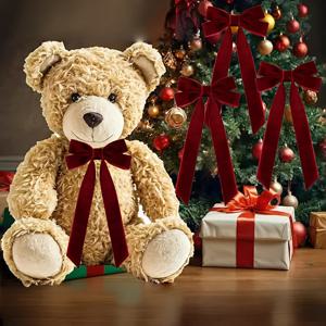 TEMU 8개 세트 버건디 벨벳 느낌 크리스마스 트리 리본 장식 - 진한 레드 프리메이드 리본, 대형 우아한 리본 팁, 실내/야외 다목적 장식, 크리스마스 트리, 선물 포장, DIY (럭셔리 웨딩 & 파티 장식)