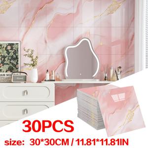 TEMU 30개 세트 스퀘어 마블 벽지 패널, 접착식 폼 패널, 방수 및 방습, 홈 데코 벽 스티커, 쉽게 붙이고 떼기, 청소 및 커팅이 간편, 욕실, 거실, 주방, 침실 리모델링에 적합