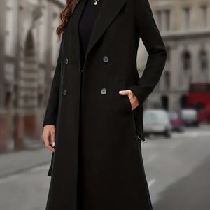 TEMU ZJ0902019 여성용 더블 브레스티드 롱 코트 우아한 슬림핏 트렌치