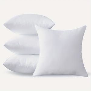 TEMU 소파 또는 침대 베개 인서트 4개, 거실 및 침실 장식 쿠션 - 커버 및 홈 데코용 화이트 스퀘어 코어, 소파 베개, 스터프 장식 베개, 거실 베개, 소파 쿠션, 거실 베개, 스타일, 단색 패턴, 폴리에스터 충전재, 브러시드 패브릭, 다용도 베개 커버, 인테리어