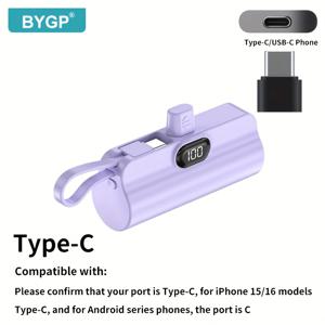 TEMU 캡슐 디자인의 5000mAh 휴대용 충전기. 이 포켓 사이즈의 보조 배터리는 LED 전원 표시등, 내장 케이블, Type-C , 넥 스트랩을 갖추어 야외 활동에 적합한 소형 비상 배터리 팩으로 아이폰 및 A 모두와 호환됩니다.|보조배터리