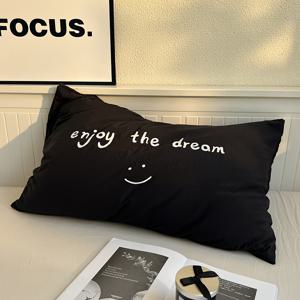 TEMU 1개, 영어 플레인 컬러 베개커버, 105g 고중량, 세탁기 사용 가능 & 부드러운 편안함, 침실 기숙사 장식용, 표준 사이즈 48*74cm, 심플한 패션 디자인, 사계절 사용 가능, 완벽한 선물