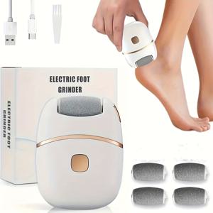 TEMU 휴대용 USB 전동 발 각질 제거기 (교체 가능한 4개의 그라인딩 헤드 포함), 각질 제거 필수템, 친구 및 친척을 위한 아름다운 선물.