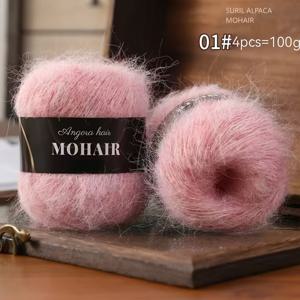 TEMU 4색 알파카 혼방 코바늘 뜨개실 세트, 부드럽고 편안한 가는 실, 따뜻함 (알파카 15%, 30%, 아크릴 55%), 수제 스웨터, 가디건, 스카프, 모자, 숄, 조끼 등에 적합, 총 100그램.