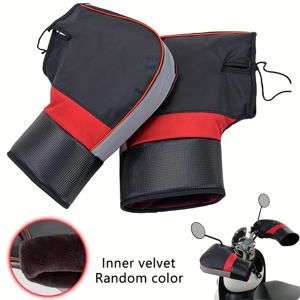 TEMU 핸들바 커버 1쌍 - 두꺼운 따뜻한 그립 방풍 겨울 장갑, 반사 , 내구성 좋은 옥스포드 원단, , 전기 자전거, 자전거, 스쿠터용 - 레드 & 디자인, 액세서리, 자전거 핸들바 보호