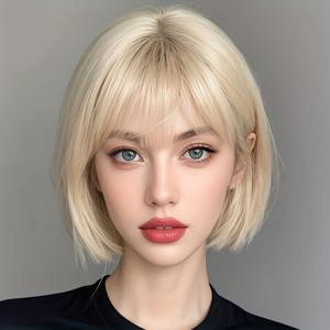 TEMU 12인치 합성 바비 가발 (앞머리 포함) - 내열성 고밀도 섬유 헤어피스, 풍성한 볼륨, 데일리 & 할로윈 파티용, 모든 연한 베이지 톤에 적합 (/영어/브릿지 라인)