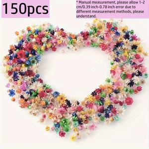 TEMU 150개 작은 별 모양 빈 비즈 - 화이트 & 레진 느낌 DIY 액세서리 제작, 캔들 장식, 화환, 플로럴 아레인지용 - 소형 라운드 센터 피스, 대량 프레스 잉크 스탬프 호환 (무색, DIY 채색 가능)