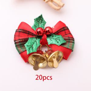 TEMU 20개 레드 & 그린 타탄 리본 & 벨 가랜드 참 - 골든 벨, 내구성 있는 실내/실외 크리스마스 트리, 리스, 벽난로 장식, 화이트 리본 & 골든 캡 - 올웨더 안전한 오너먼트 (골든 캡, 연중 사용 가능)