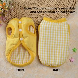 TEMU 가을, 겨울용 양면 강아지 조끼, 따뜻한 패딩 처리, 체크 패치워크 및 버튼 디자인, 치와와, 포메라니안, 요크셔테리어, 말티즈, 비숑프리즈에 적합.