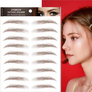 TEMU 4개 갈색 눈썹 타투 스티커, 방수 및 땀 방지, 리얼 3D 눈썹, 6D 생체 눈썹, 눈썹이 없거나 눈썹 그리기 게으른 사람들에게 적합, 생일 선물, 휴일 선물, 크리스마스 및 할로윈|타투스티커